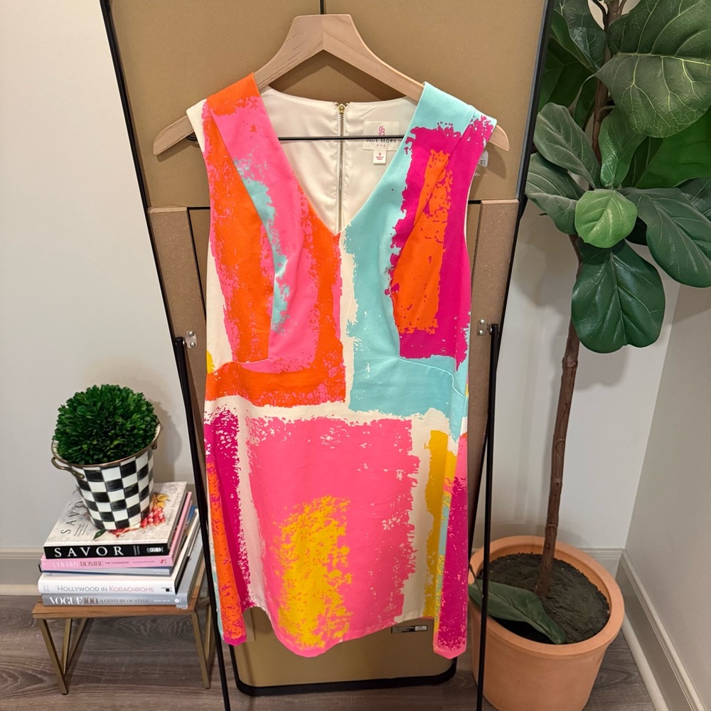 JB by Julie Brown Pink and Orange Abstract Mini Dress